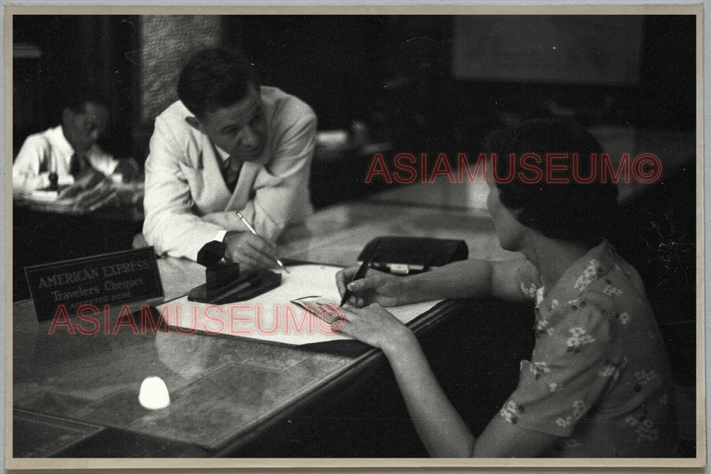 1940's Bank Western Women War HONG KONG VINTAGE PHOTO POSTCARD RPPC 566 香港舊照片明信片