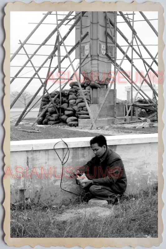 40s MACAU MACAO PORTUGUESE COLONY CONSTRUCTION TOWER Vintage Photo 澳门旧照片 28353