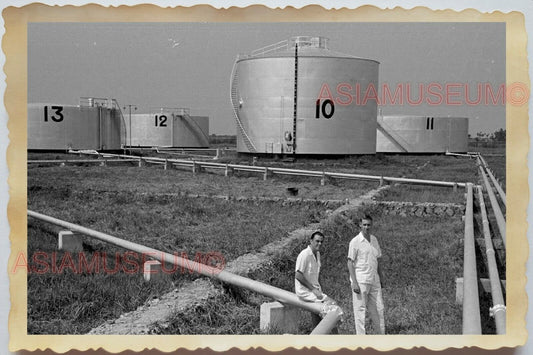 50s Vietnam War Saigon USA AMERICA FRENCH NAVY SILO FUEL MAN Vintage Photo #1227