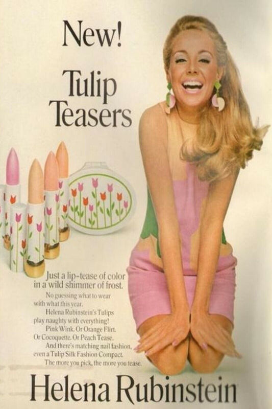 1960s Helena Rubinstein Tulip Lipstick Pin up Girl Women ads Vintage Postcard 66