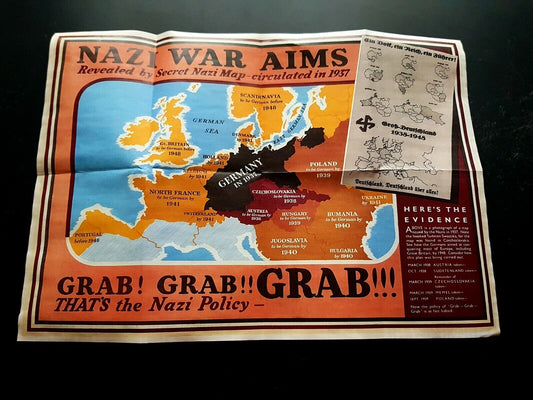 1943 WW2 AMERICA BRITAIN FRANCE POLAND WAR EUROPE MAP SPAIN UK PROPAGANDA POSTER