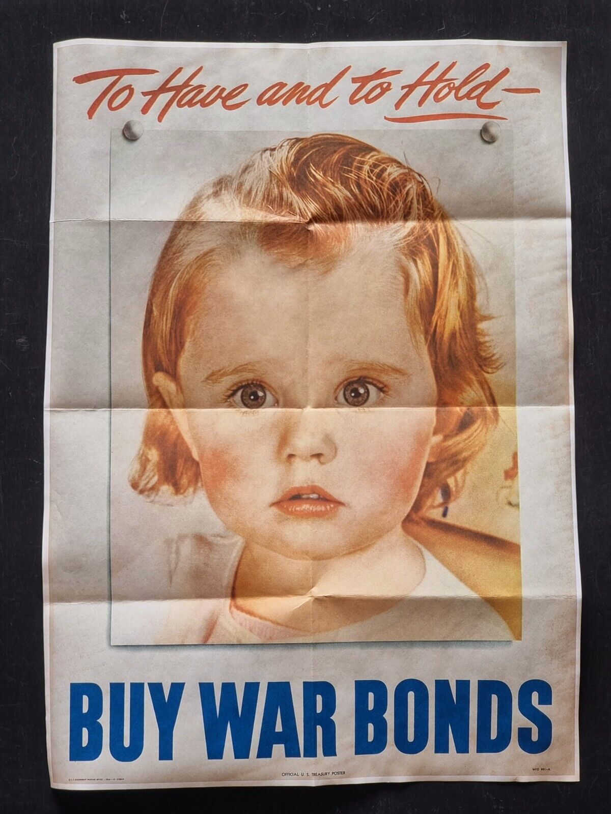 1942 WW2 USA AMERICA BABY GIRL CHILDREN BUY WAR BONDS SOLDIER PROPAGANDA POSTER