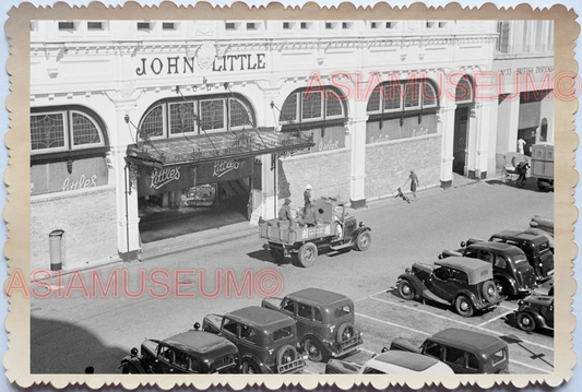 WW2 Street Scene Market Store Truck Car B&W Vintage Singapore Photo 17561