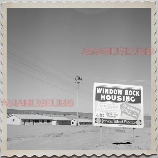 50s WINDOW ROCK NAVAJO NEW MEXICO ARIZONA SIGN HOUSING  VINTAGE USA Photo 11755