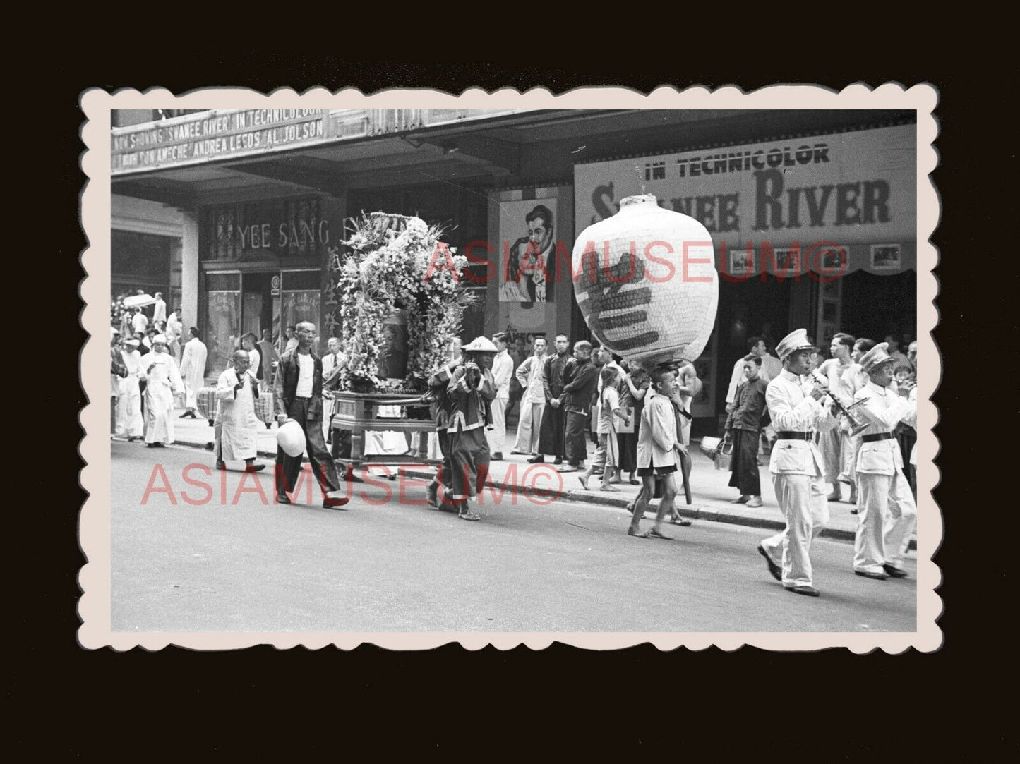 1940's Des Voeux Road Funeral Street Scene Vintage Hong Kong Photo 香港旧照片 #2390