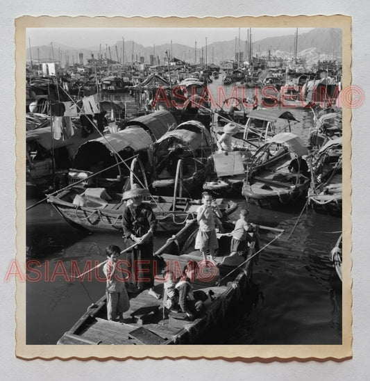 Children Women Boat House Aberdeen Sampan Vintage Hong Kong Photo 香港旧照片 27047