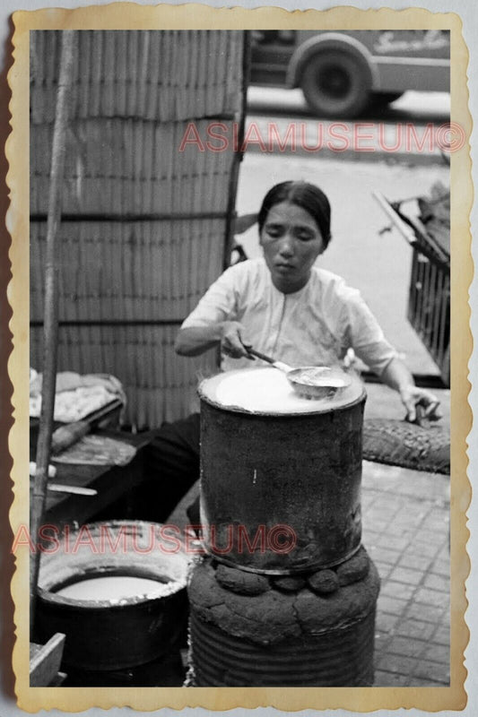 50s Vietnam SAIGON STREET SCENE FOOD STALL VENDOR SELLER RICE Vintage Photo 630