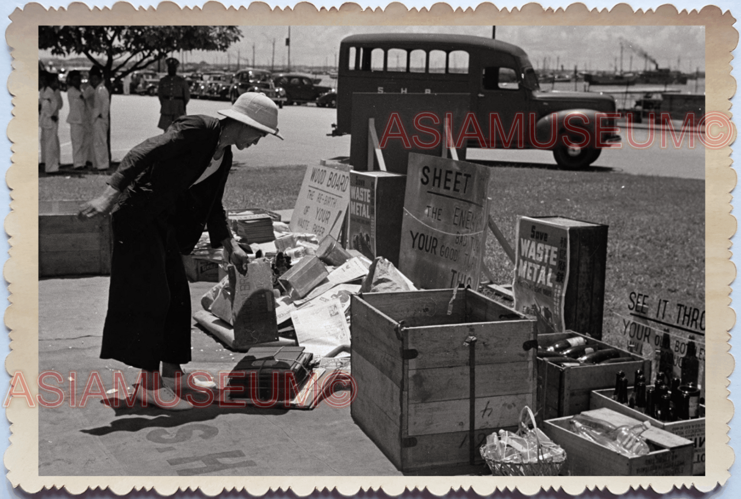 WW2 Waste Material Car Waterfront Metal Crate Ship Vintage Singapore Photo 17798