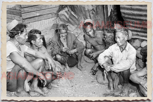 50s PHILIPPINES LUZON IFUGAO BANAUE IGOROT MAN HOUSE VILLAGE Vintage Photo 24365