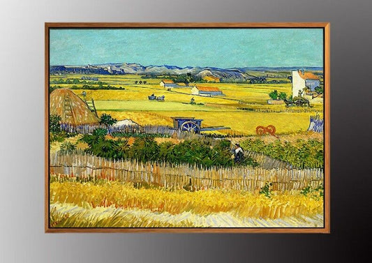 VAN GOGH The Harvest Oil Painting Canvas Art Print 50x70cm WITH Gold FRAMED