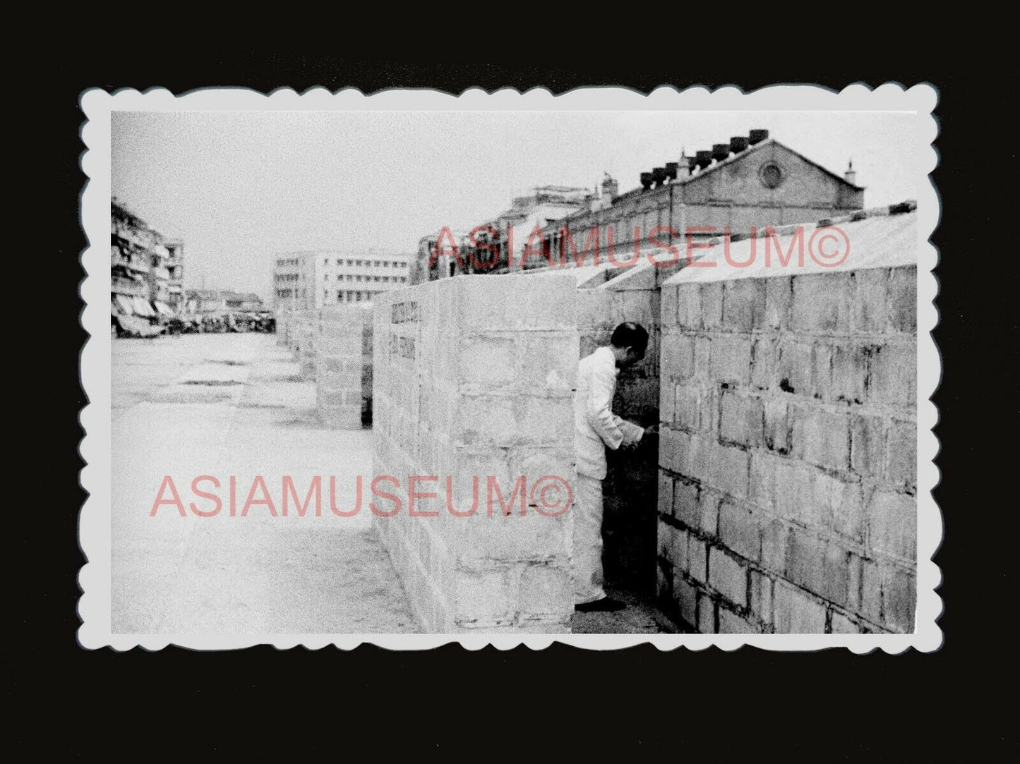 1940s British WW2 Air Raid Shelter Anti Japan Vintage B&W Hong Kong Photo #1666