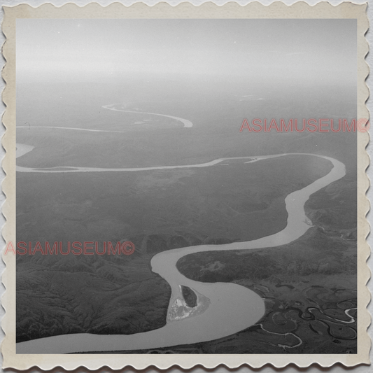 50s FAIRBANKS NORTH STAR BOROUGH ALASKA AERIAL VIEW RIVER VINTAGE USA Photo 7939