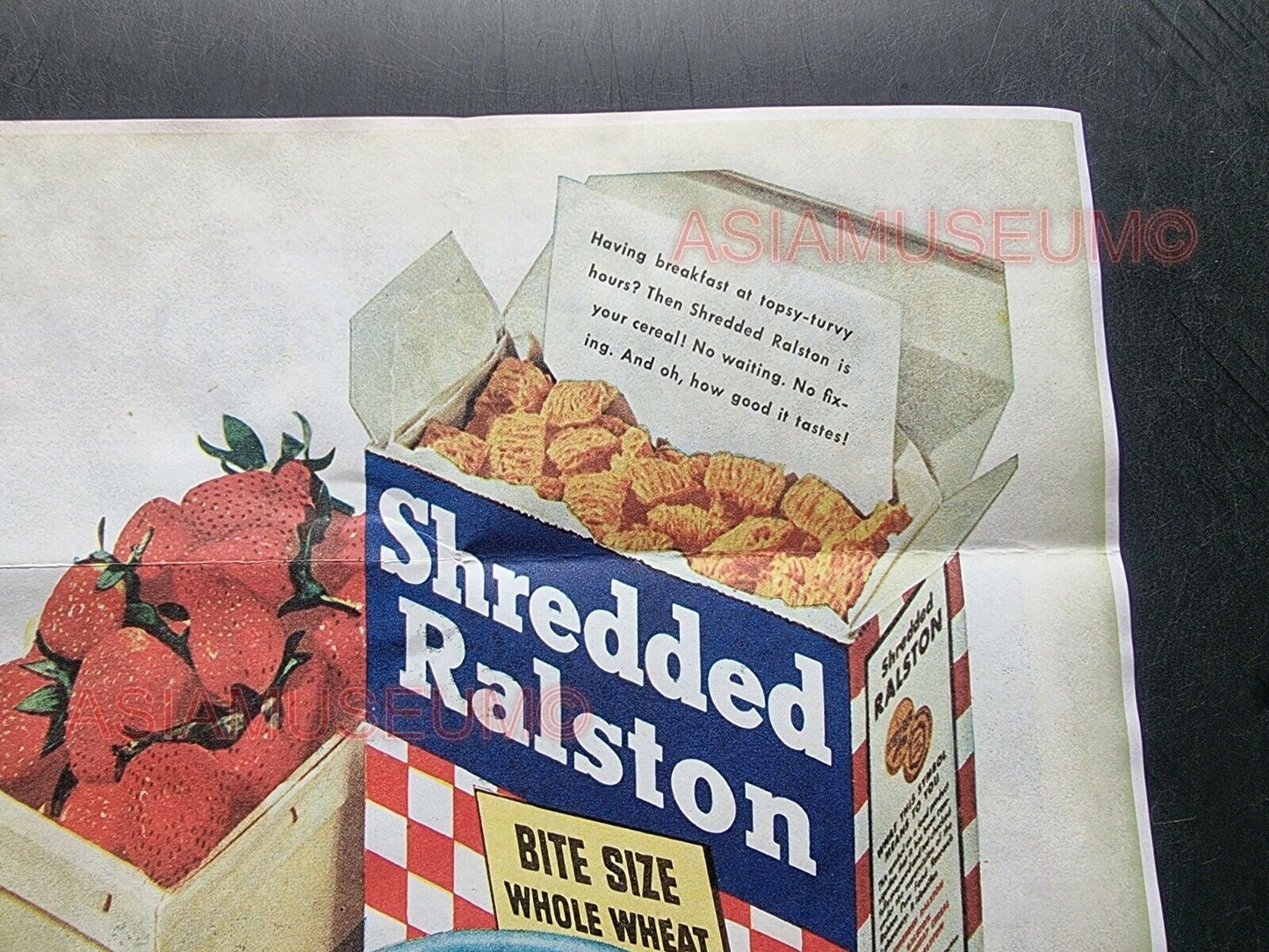 1944 WW2 USA AMERICA FOOD AMMUNITION CEREAL SHREDDED RALSTON PROPAGANDA POSTER