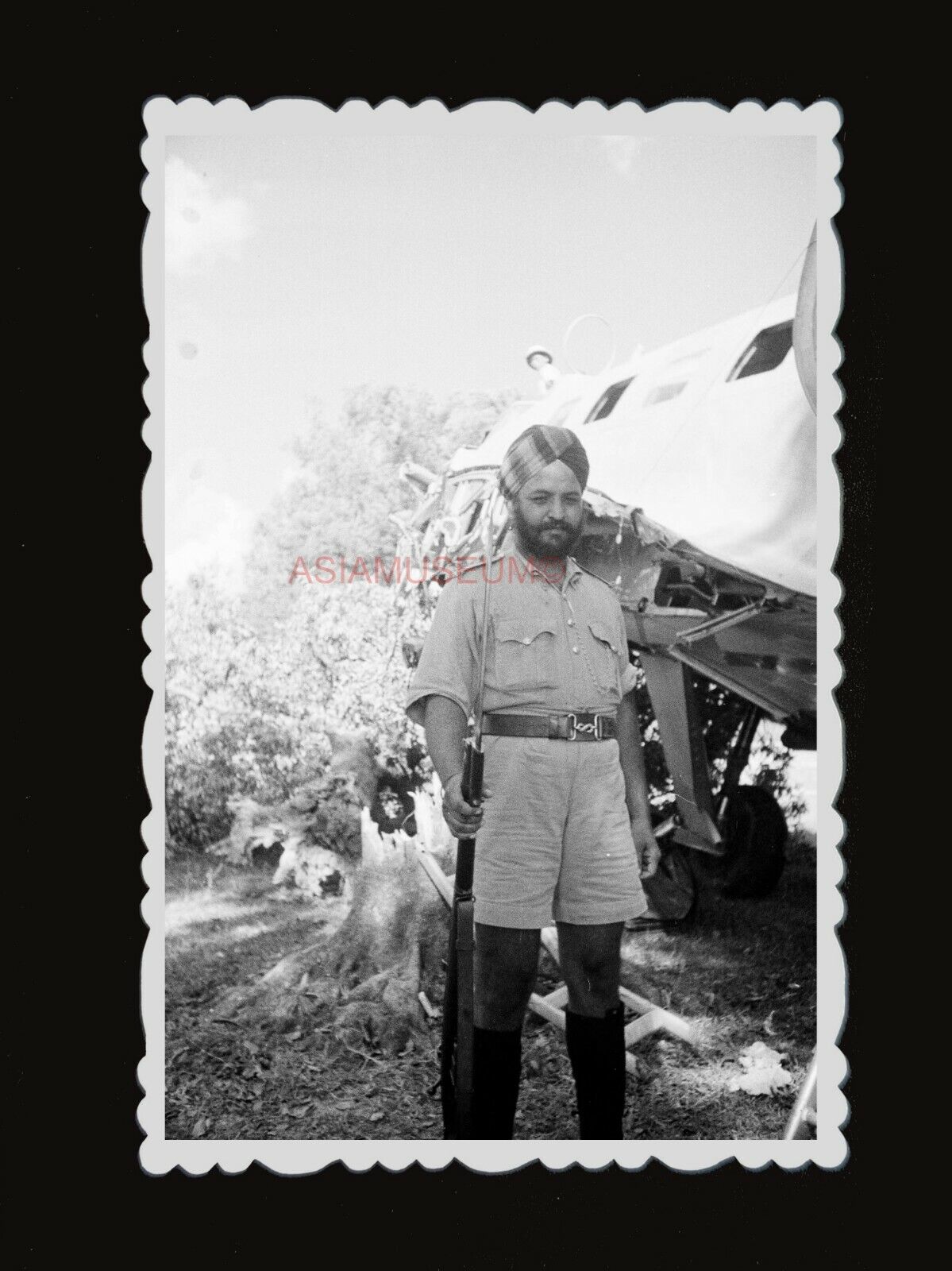 40s BRITISH INDIA ARMY GUARD JAPAN WAR PLANE Vintage Hong Kong Photo 香港老相片 #905