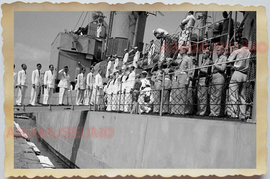 50s Vietnam War Saigon French USA Navy Warship Sailor Naval Vintage Photo #978