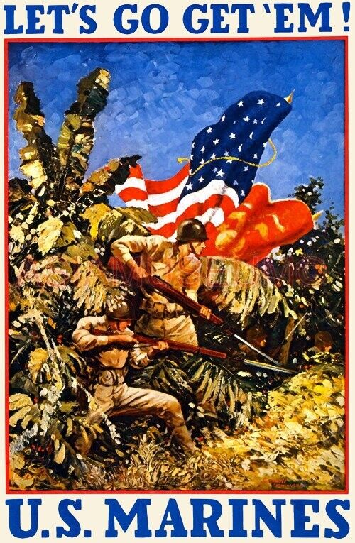 1944 WW2 USA AMERICA MARINES PACIFIC WAR ISLAND ARMY SOLDIER PROPAGANDA Postcard