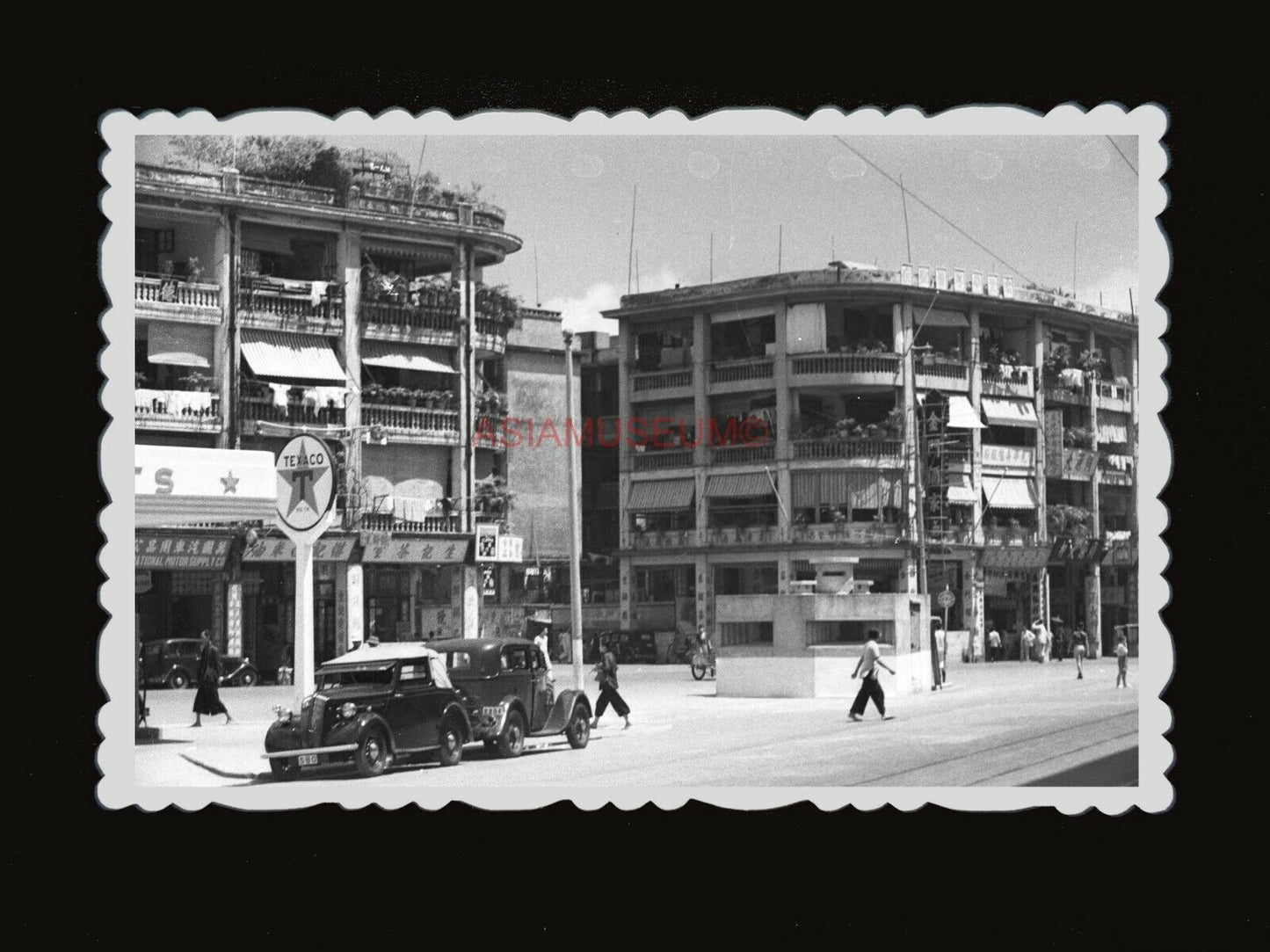 1950s American TEXACO CAR Street Building Gasoline Vintage Hong Kong Photo #673