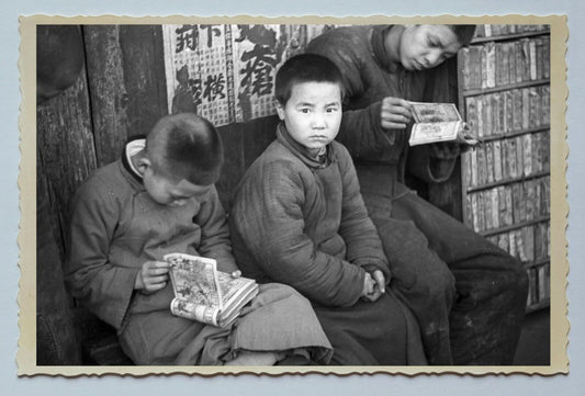 CHILDREN BOY PORTRAIT COMIC STREET B&W Vintage China Shanghai Photo 中国上海老照片 #90