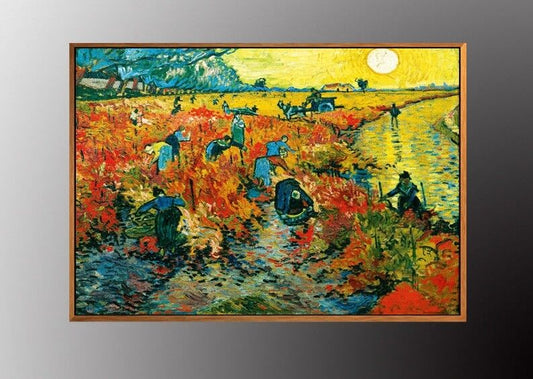 VAN GOGH Red Vineyard at Arles Canvas oil Painting Art Print vintage Gold FRAME