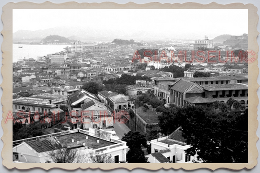 40's Macau Aerial City Harbor View  Ruins St Paul's Vintage Photo 澳门旧照片 #26396