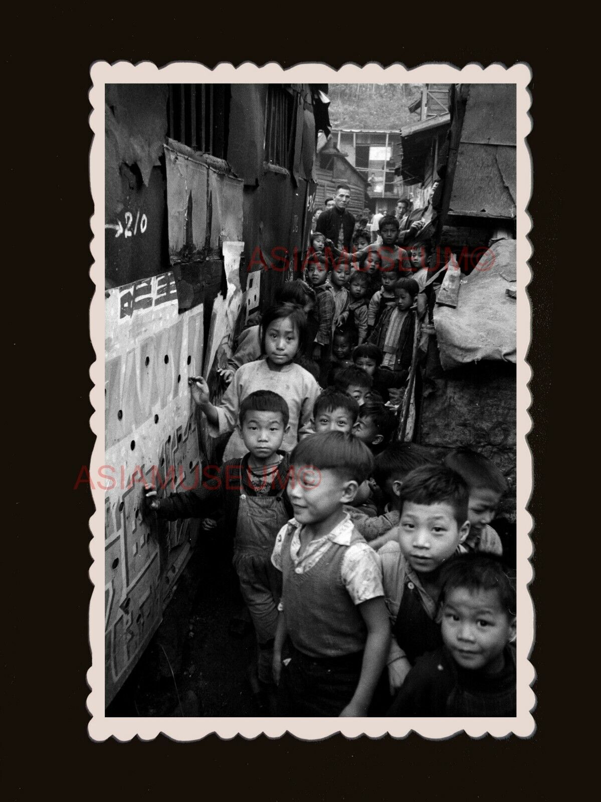 40's Children squatter Boys Shek Kip Mei Vintage Old Hong Kong Photo 香港旧照片 #3088