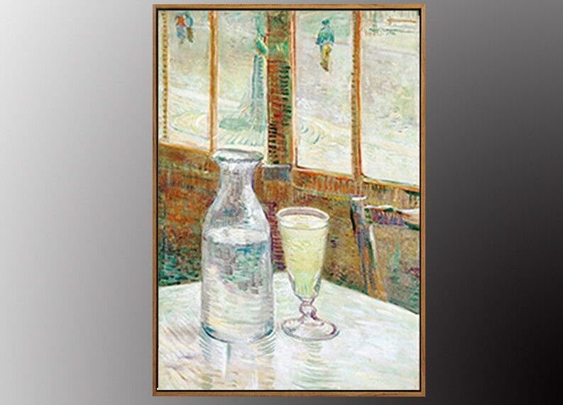 VAN GOGH Glass of Absinthe and a Carafe Oil Painting Canvas Print Gold FRAMED