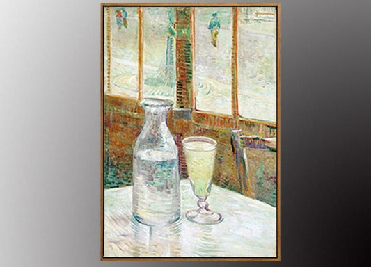 VAN GOGH Glass of Absinthe and a Carafe Oil Painting Canvas Print Gold FRAMED