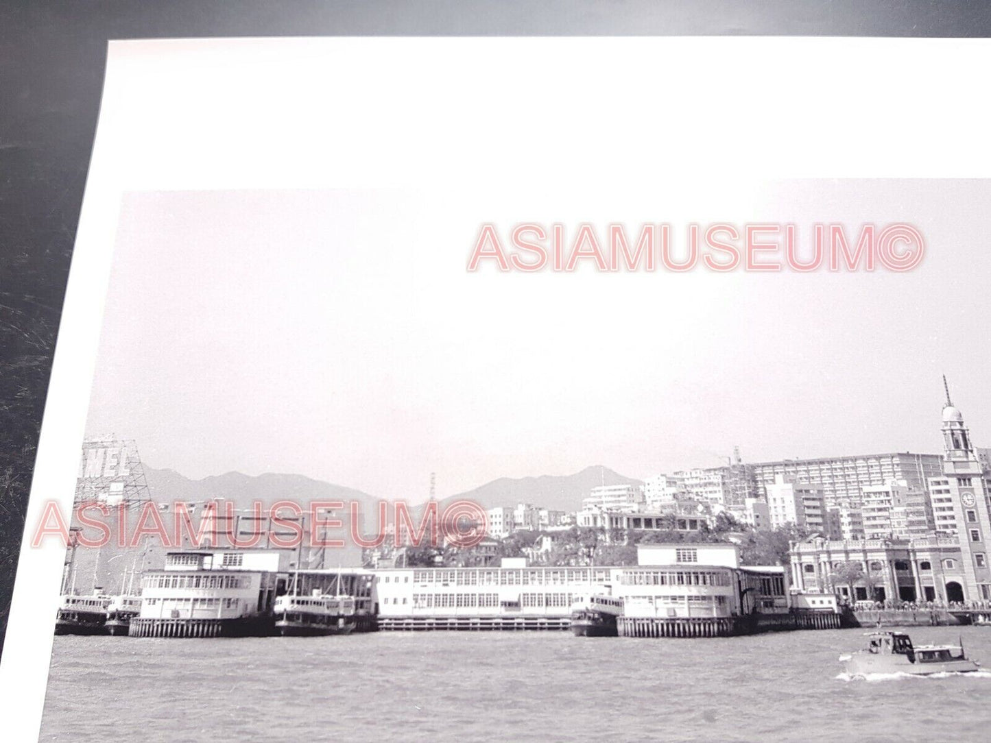 40's Large HONG KONG STAR FERRY TERMINAL KOWLOON CLOCK TOWER Vintage Photo 香港老照片