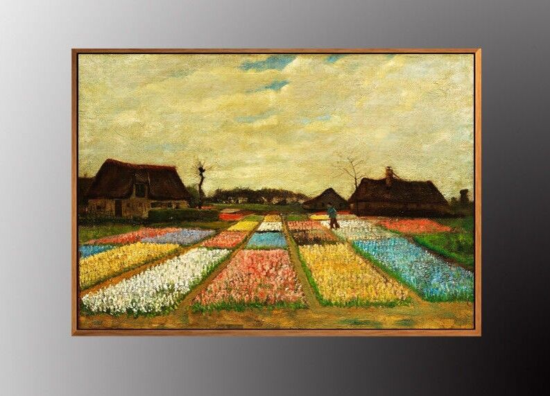 VAN GOGH Bulb Fields also Flower Beds in Holland Painting Art Print Gold FRAMED