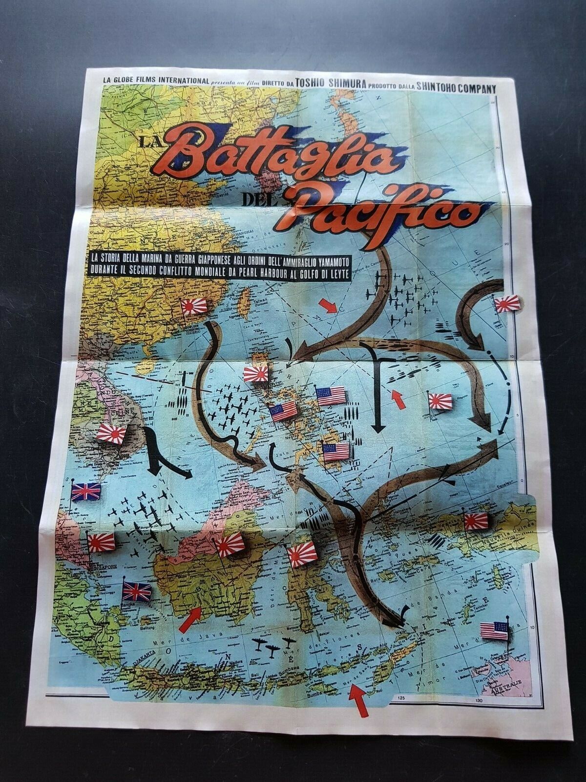 1943 WW2 USA JAPAN BRITAIN PACIFIC BATTLE WARSHIP ATLAS MAP PROPAGANDA POSTER