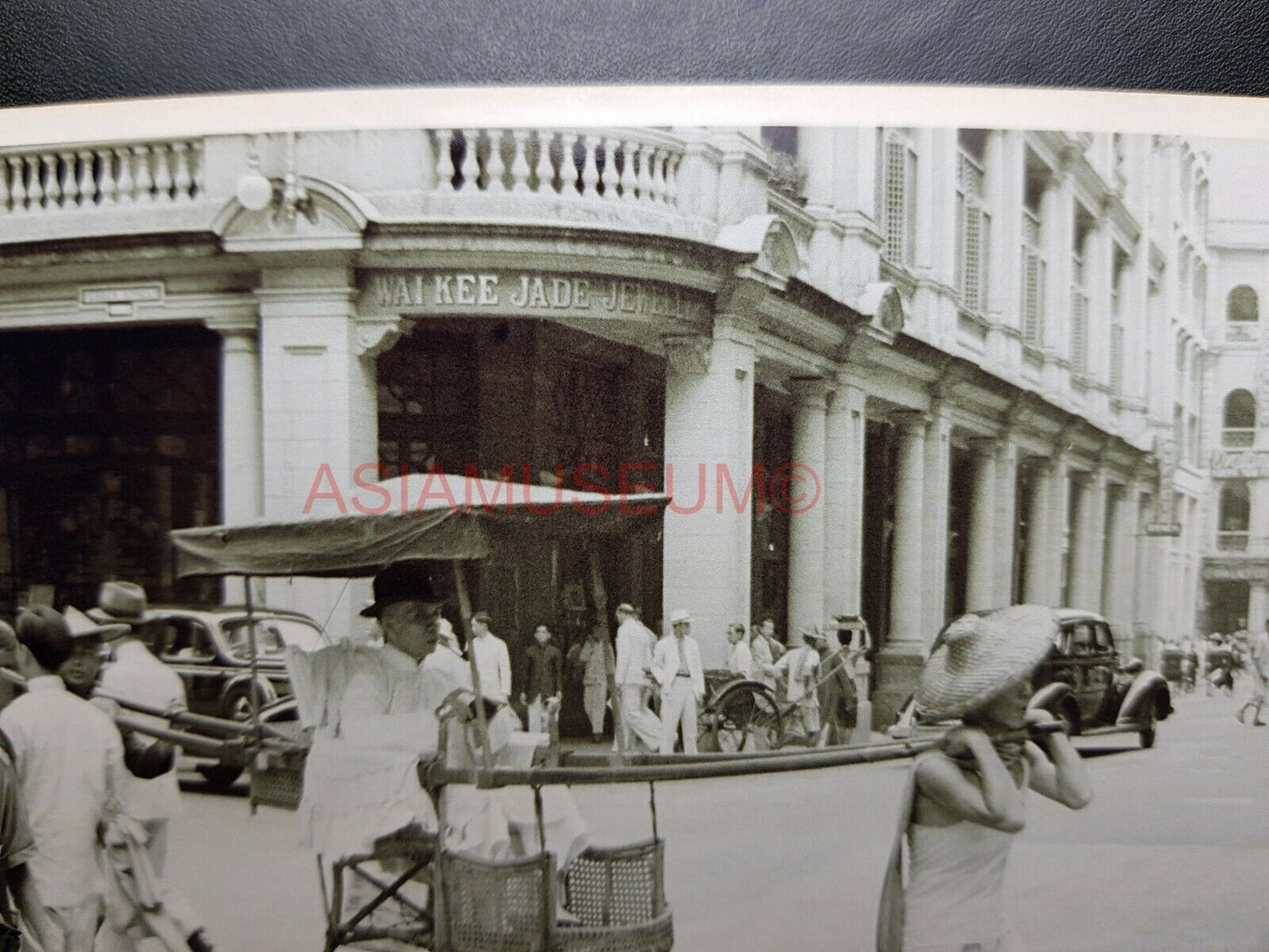 King's Road Litter Chair Central Des Tram Voeux Hong Kong Photo Postcard RPPC