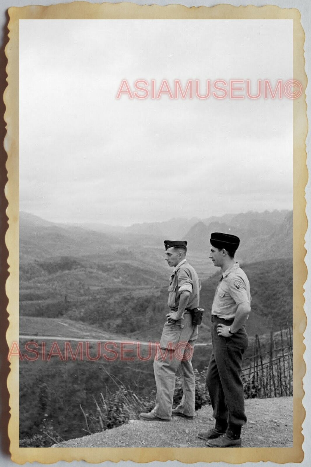 40s Vietnam War SAIGON FRANCE FRENCH ARMY SOLDIER MOUNTAIN  Vintage Photo 1506