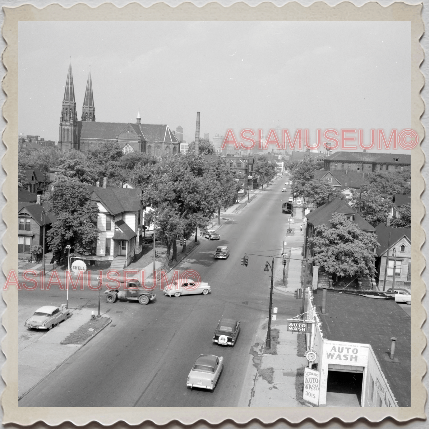 50s DETROIT MICHIGAN WAYNE COUNTY CAR TRAFFIC HIGHWAY US VINTAGE USA Photo 12032