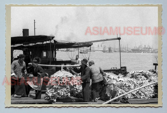 1940s LABOR SHIP CARGO PIER HARBOR Vintage China Shanghai Photo 3273 中国上海老照片