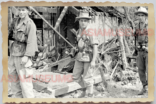 40s WW2 Vietnam FRENCH ARMY SOLDIER WAR MAN GUN GRENADE HAT Vintage Photo 25690