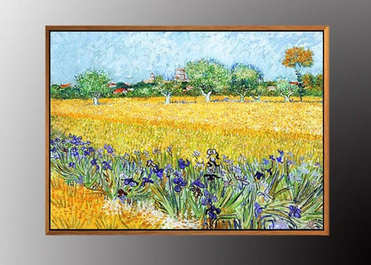 VAN GOGH Arles with Irises in the Foreground Canvas Print  vintage Gold FRAME