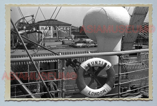 1940s BRITISH SHIP FERRY HARBOR B&W Vintage China Shanghai Photo #3260 中国上海老照片