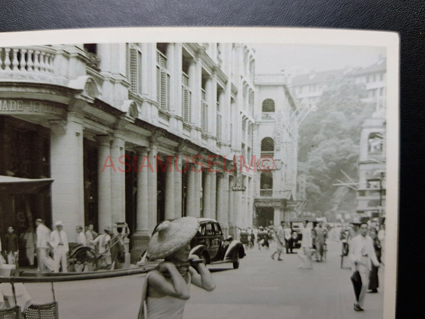 King's Road Litter Chair Central Des Tram Voeux Hong Kong Photo Postcard RPPC