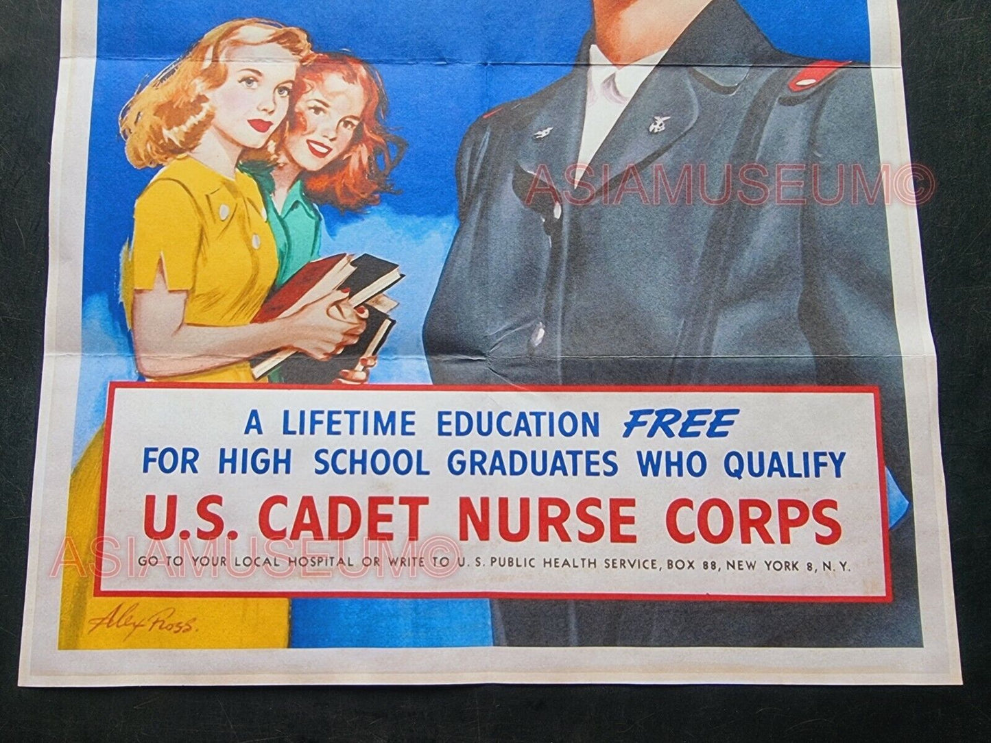 1943 WW2 AMERICA USA WOMEN CADET NURSE CORPS LADY UNIFORM WAR  PROPAGANDA POSTER