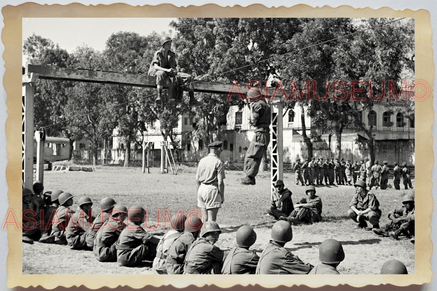 40s WW2 Vietnam FRENCH MILITARY PARACHUTE TROOPERS TRAINING  Vintage Photo 30089