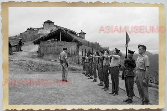 50s Vietnam War Saigon French Army Mountain Station Flag Gun Vintage Photo #1077