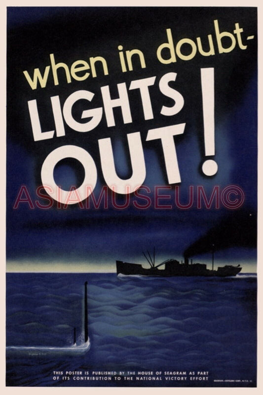 1942 WW2 USA AMERICA WARSHIP BATTLESHIP LIGHTS OUT SUBMARINE PROPAGANDA Postcard