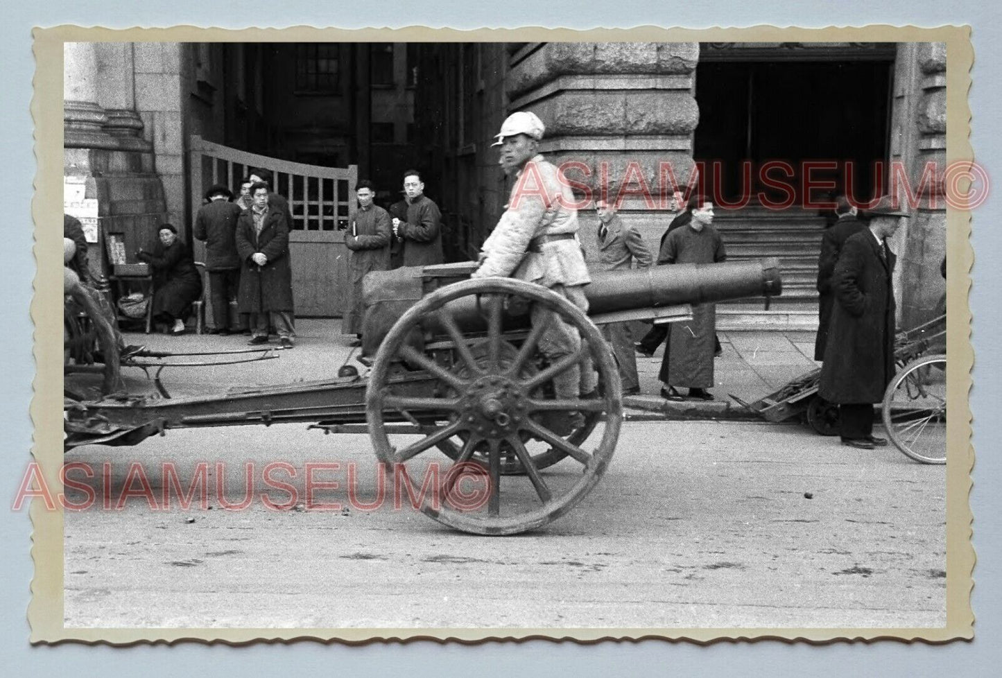 40s ARMY WW2 MILITARY CANNON SOLDIER Vintage China Shanghai Photo #215 中国上海老照片