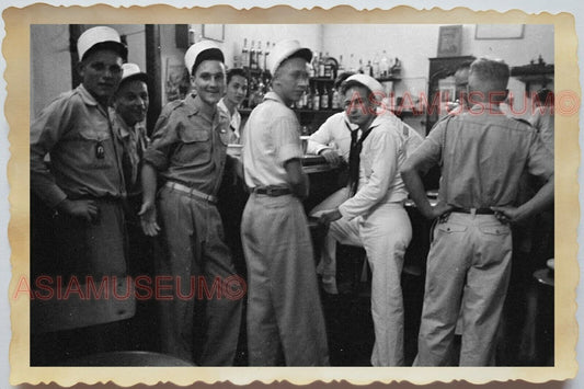 50s Vietnam War Indochina French ARMY SAILOR BAR CAFE STREET Vintage Photo #376