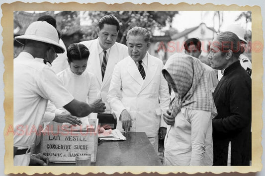 50s Vietnam War Saigon Ho Chi Minh Village Voting General  Vintage Photo #921