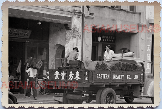 WW2 WAR BUILDING STREET RUBBER TRUCK SHIPMENT SHOP Vintage Singapore Photo 17767