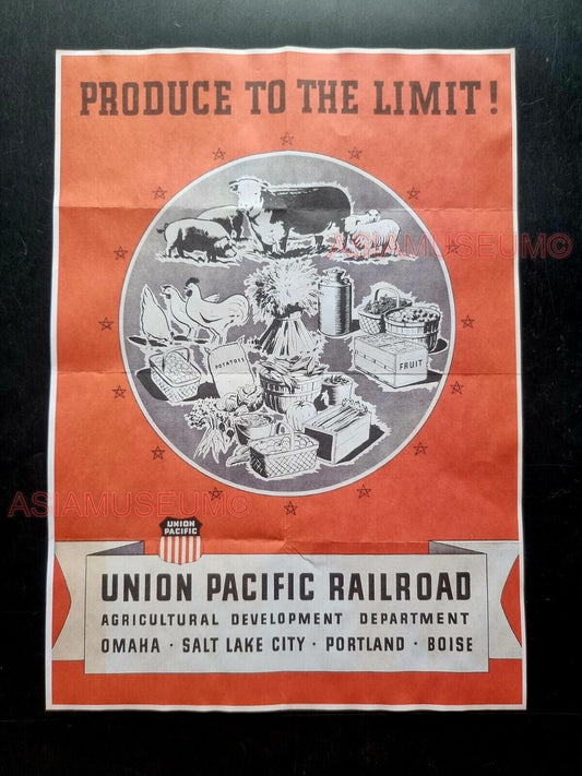 1942 WW2 USA UNION PACIFIC RAILROAD AGRICULTURE PRODUCE US PROPAGANDA POSTER 523