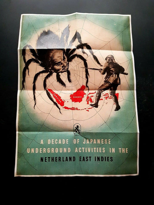 1942 WW2 JAPAN ARMY SOUTH EAST INDIES ASIA WAR SOLDIER SPIDER PACIFIC WAR POSTER