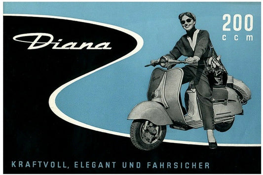 1950s DIANA MOTORBIKE VESPA KRAFTVOLL LADY PIN UP BIKE Ads Vintage Postcard #110