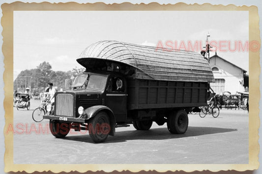 50s Vietnam War Saigon Ho Chi Minh Truck Lorry Bicycle Street Vintage Photo #695